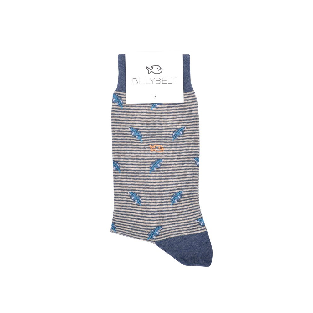 BillyBelt - Effen katoenen sokken - Blauw bladeren