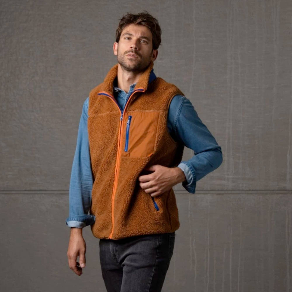 BillyBelt - Mouwloos Sherpa Jas - Camel - M